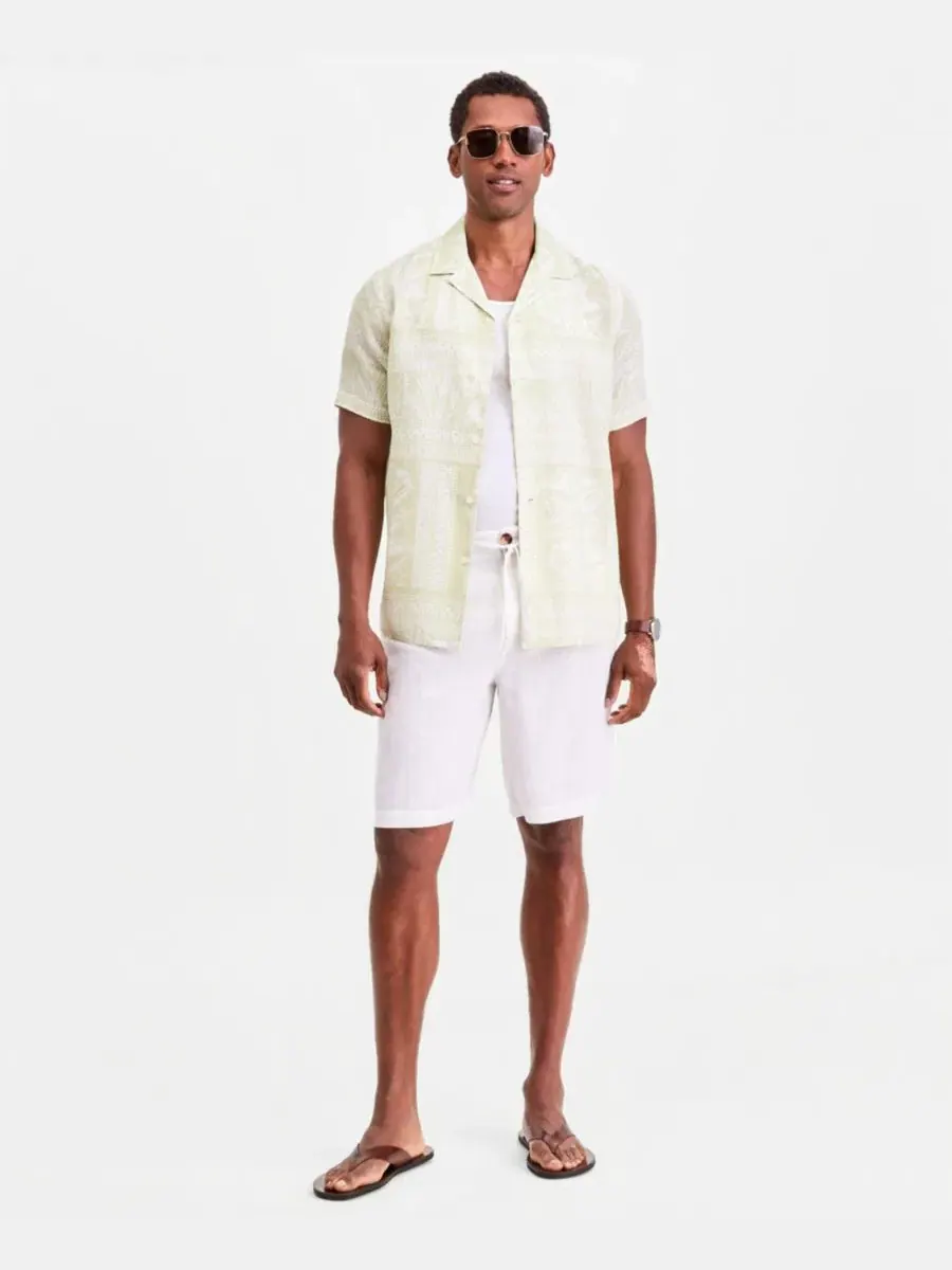 Мужская рубашка с принтом Tropical Row, Camp Collar Club Room, Tropical Row Print - Mint Freeze — изображение 2 из 5