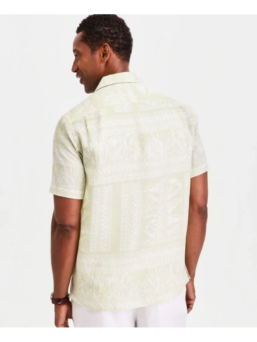 Мужская рубашка с принтом Tropical Row, Camp Collar Club Room, Tropical Row Print - Mint Freeze — изображение 4 из 5