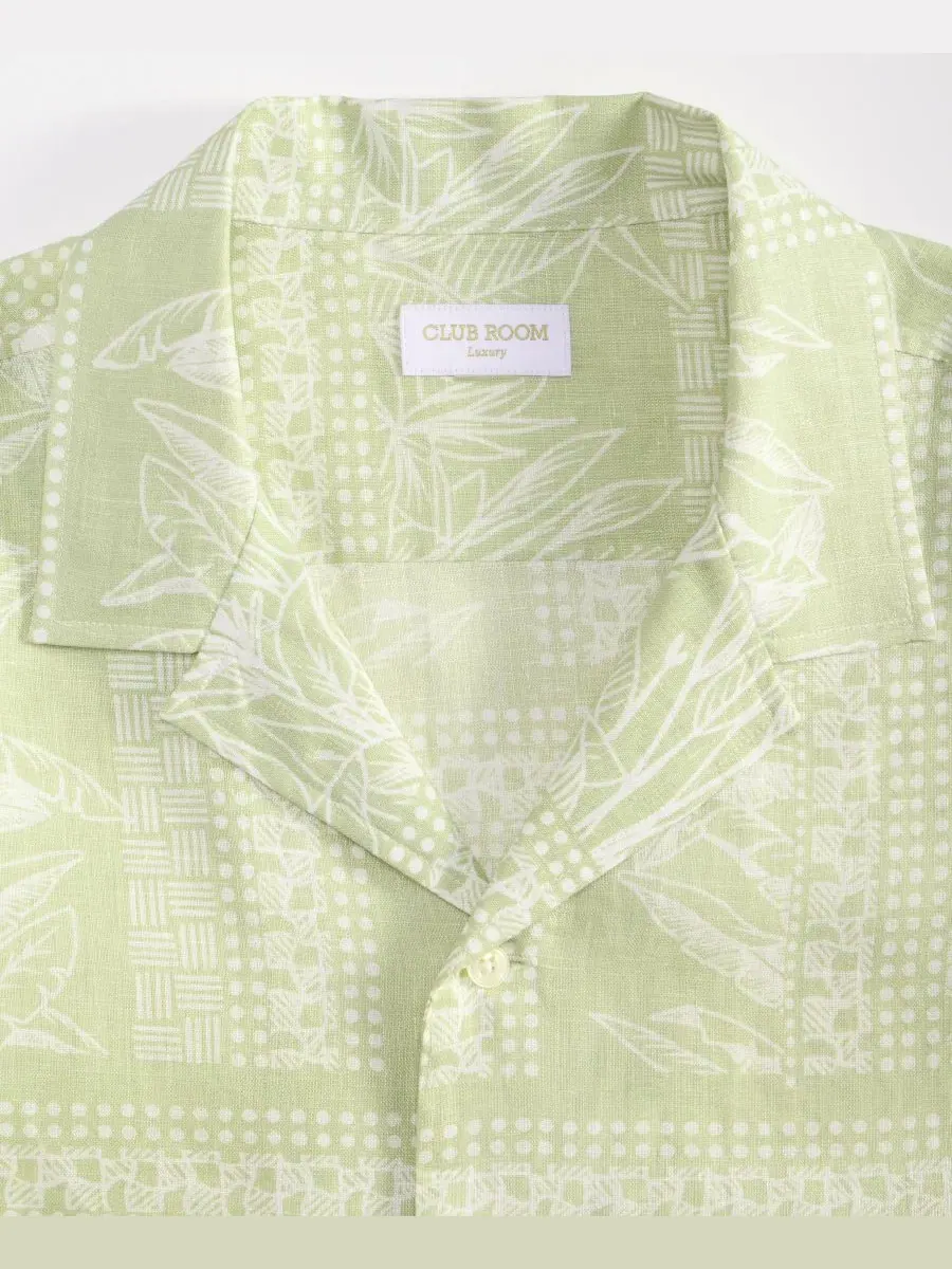 Мужская рубашка с принтом Tropical Row, Camp Collar Club Room, Tropical Row Print - Mint Freeze — изображение 5 из 5
