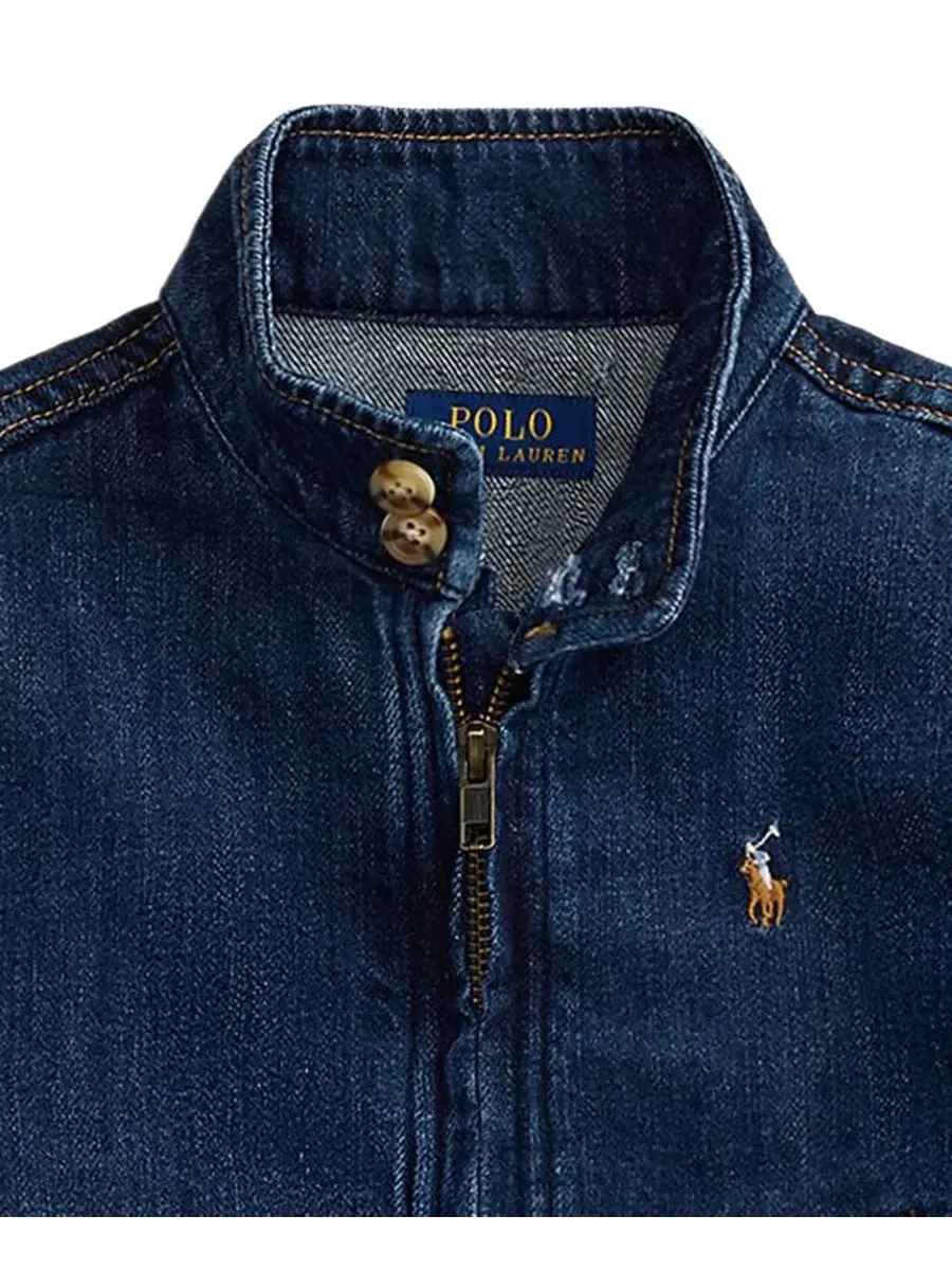 Детская джинсовая куртка с воротником-стойкой Indigo Denim Mockneck Jacket Polo Ralph Lauren — изображение 3 из 3