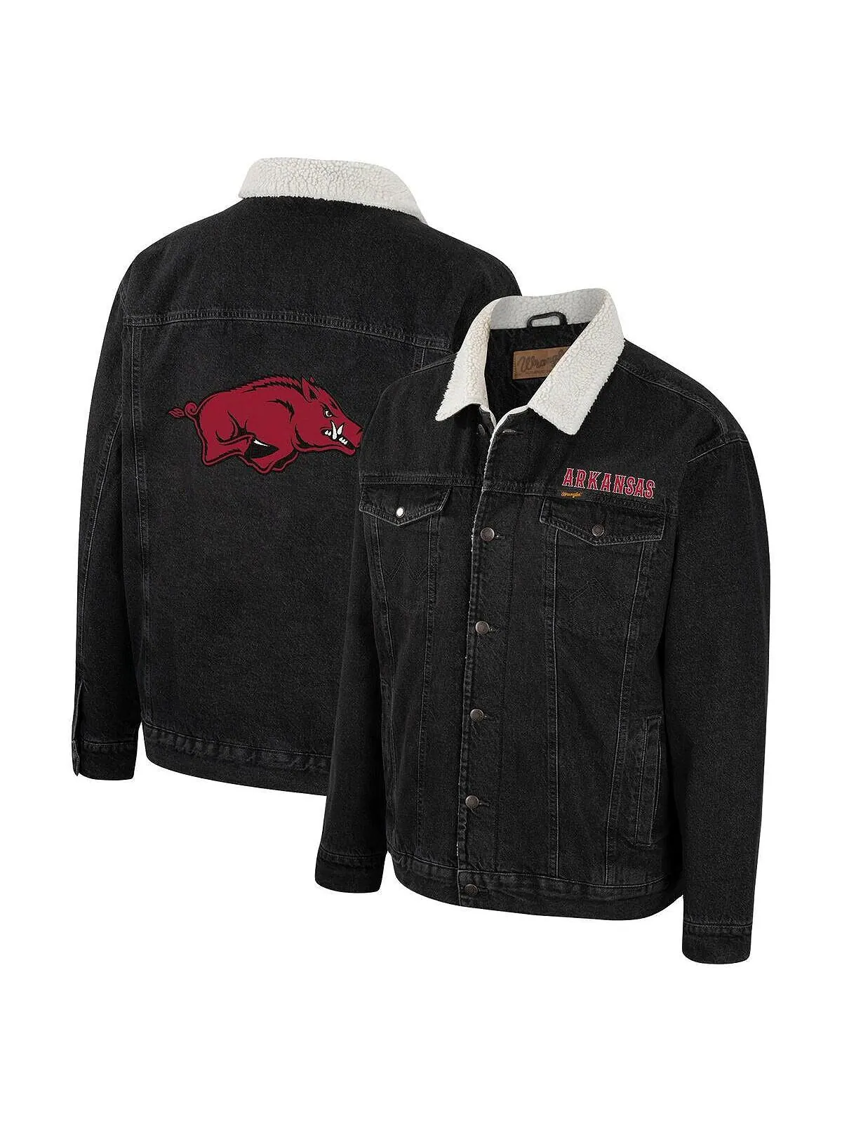 Мужская джинсовая куртка на пуговицах в стиле вестерн x Wrangler Charcoal Arkansas Razorbacks — изображение 2 из 4