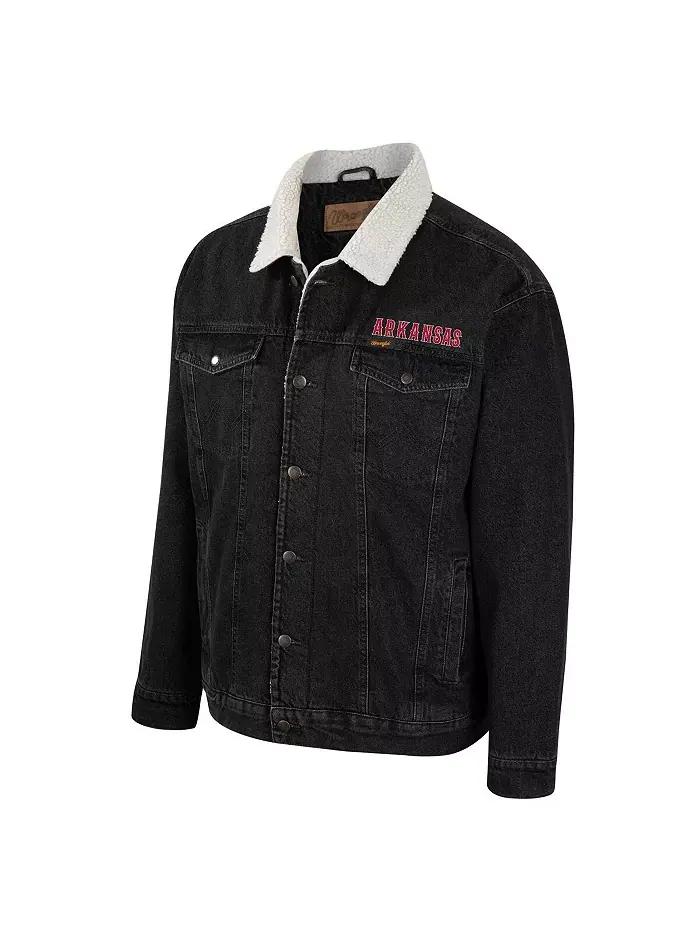 Мужская застегивающаяся джинсовая куртка Wrangler Charcoal Arkansas Razorbacks в западном стиле — изображение 3 из 4