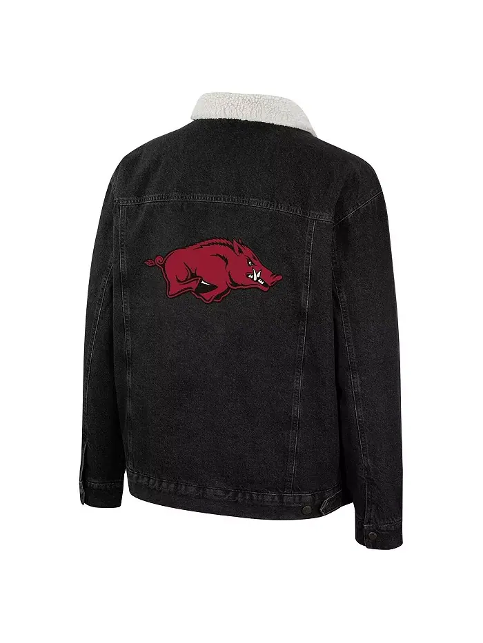 Мужская застегивающаяся джинсовая куртка Wrangler Charcoal Arkansas Razorbacks в западном стиле — изображение 4 из 4