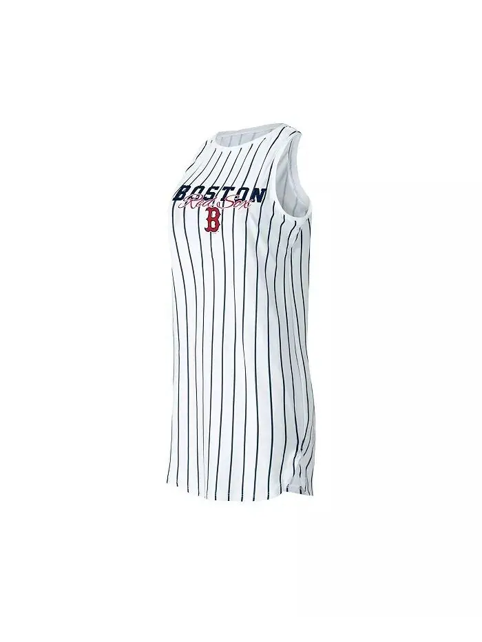 Женская белая ночная рубашка без рукавов в тонкую полоску Boston Red Sox Reel Concepts Sport — изображение 1 из 1