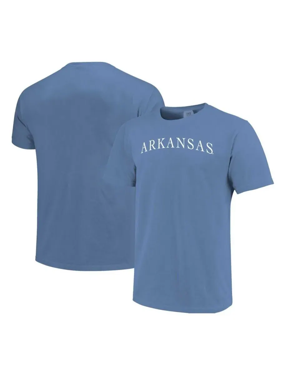 Image One Мужская и женская синяя футболка Arkansas Razorbacks Comfort Colors Fashion Color Arch