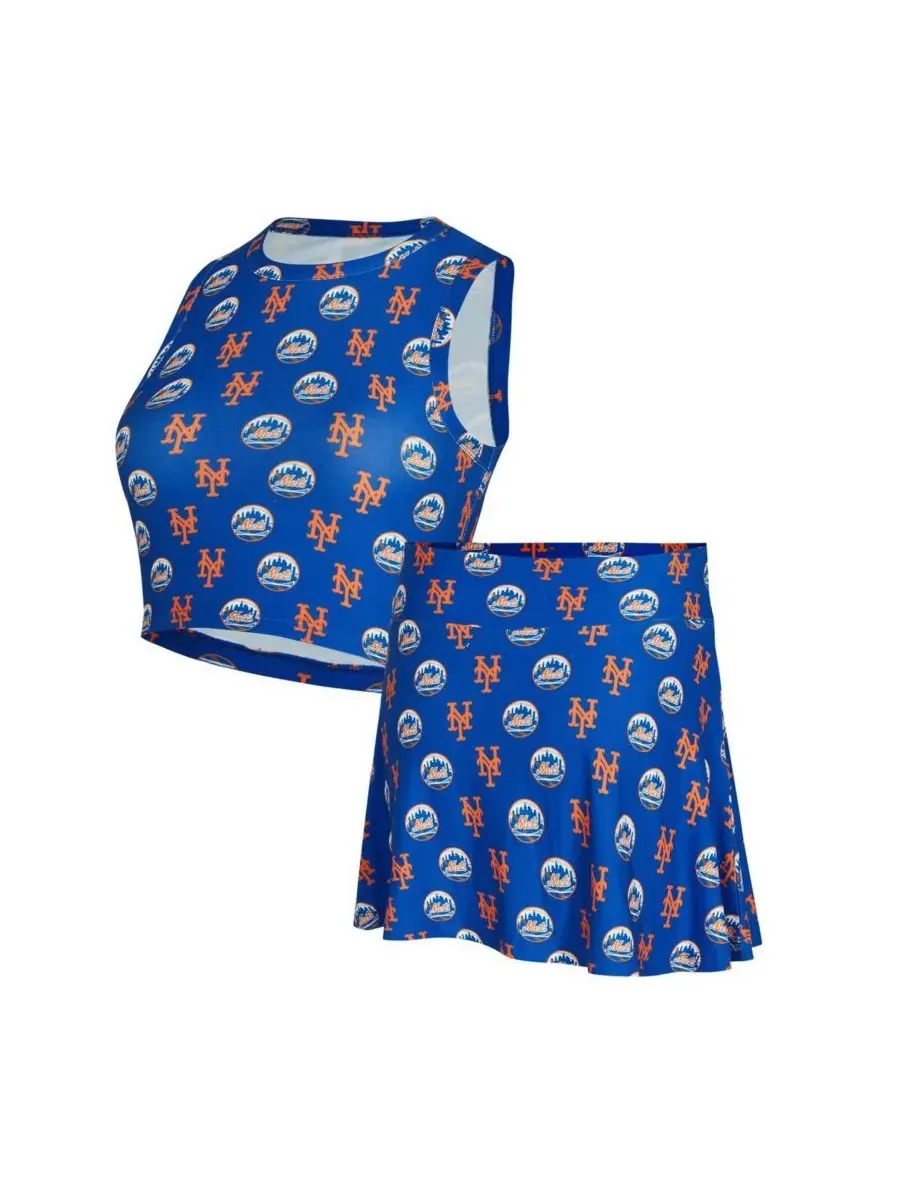 Concepts Sport Комплект из двух женских вязаных маек и юбки-шорт «Нью-Йорк Метс» королевского