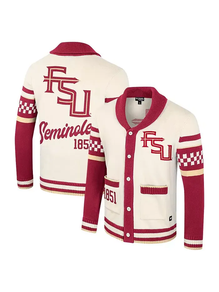 Мужской и женский кремовый джемпер Florida State Seminoles Wild Collective с пуговицами в технике