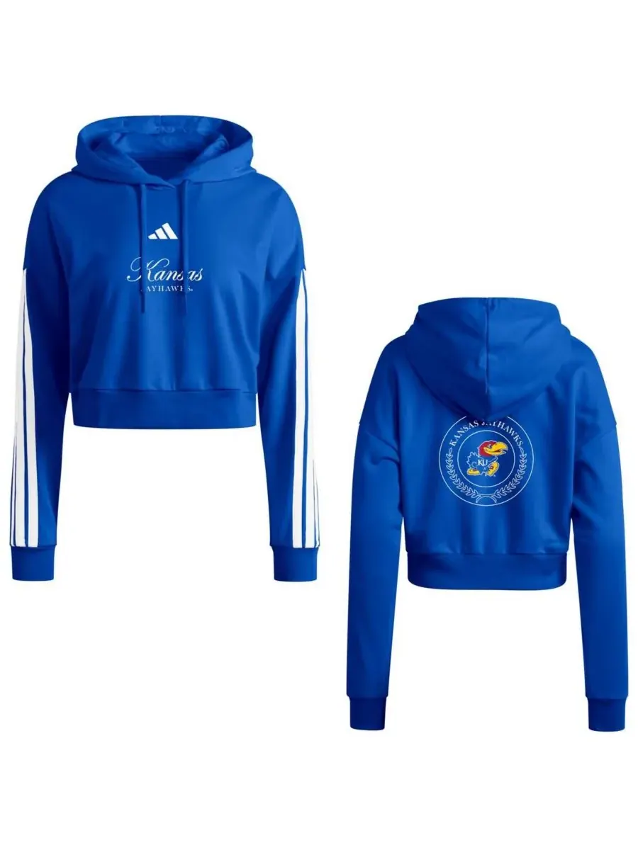 Женская укороченная толстовка с капюшоном Royal Kansas Jayhawks Campus Queen Adidas