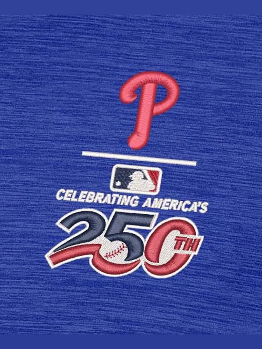 Мужское поло с вышивкой Philadelphia Phillies, модель Celebrating America's 250th Layout Antigua — изображение 2 из 4, синий