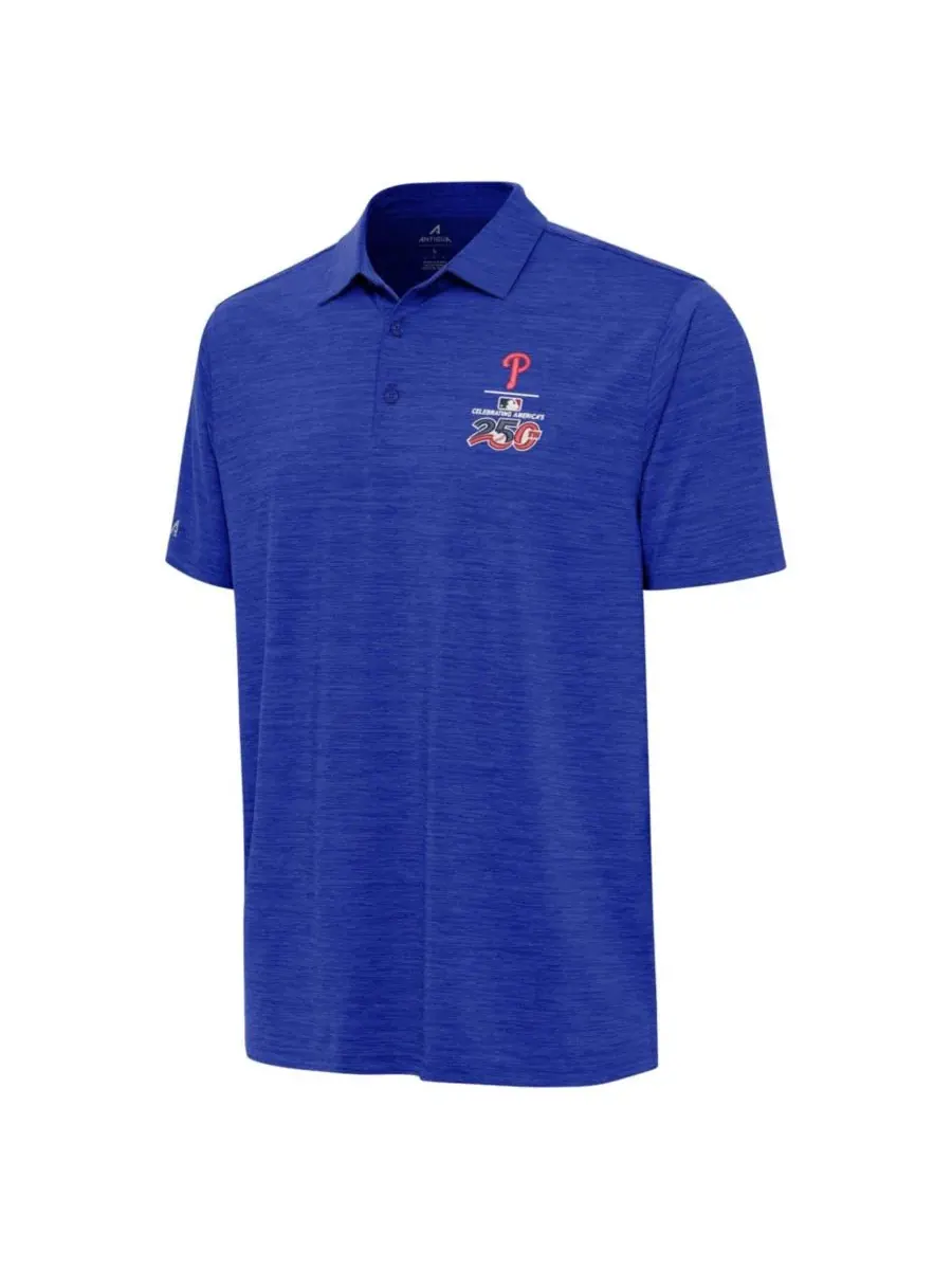 Мужское поло с вышивкой Philadelphia Phillies, модель Celebrating America's 250th Layout Antigua — изображение 3 из 4, синий