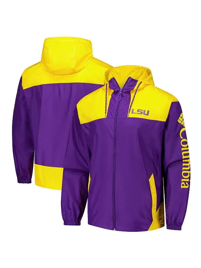 Мужская ветровка с молнией LSU Tigers Flash Challenger II Omni-Shade фиолетового цвета Columbia