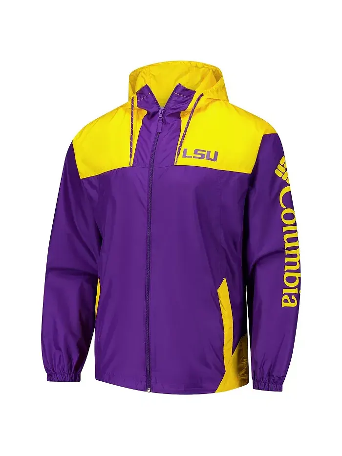 Мужская ветровка с молнией LSU Tigers Flash Challenger II Omni-Shade фиолетового цвета Columbia — изображение 3 из 3