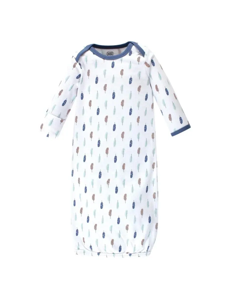Комплект из 3 ночных рубашек Breathable Cotton Sleepwear Wraps Luvable Friends, Boy Feathers — изображение 2 из 4
