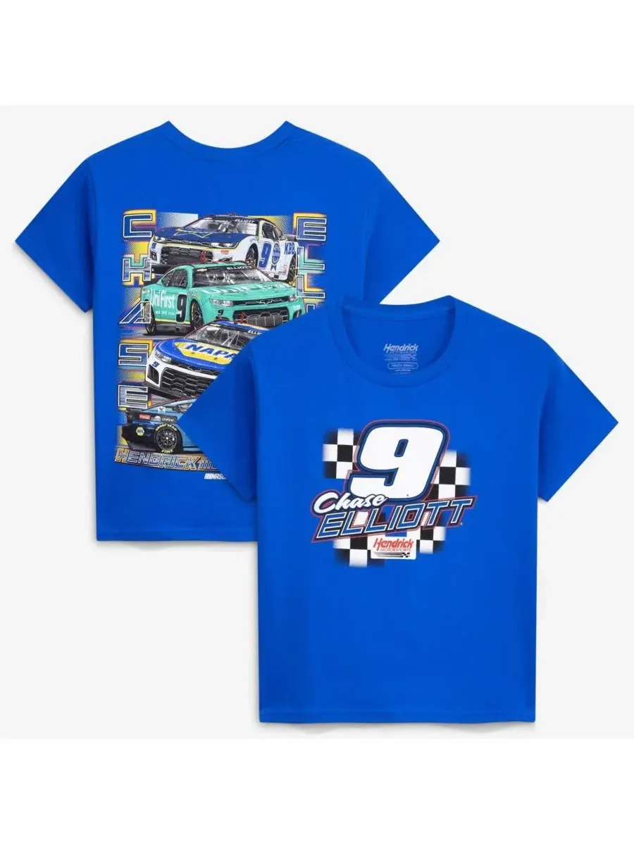 Футболка Big Boys and Girls Royal Chase Elliott 9 с логотипом нескольких спонсоров Classic Ink Usa