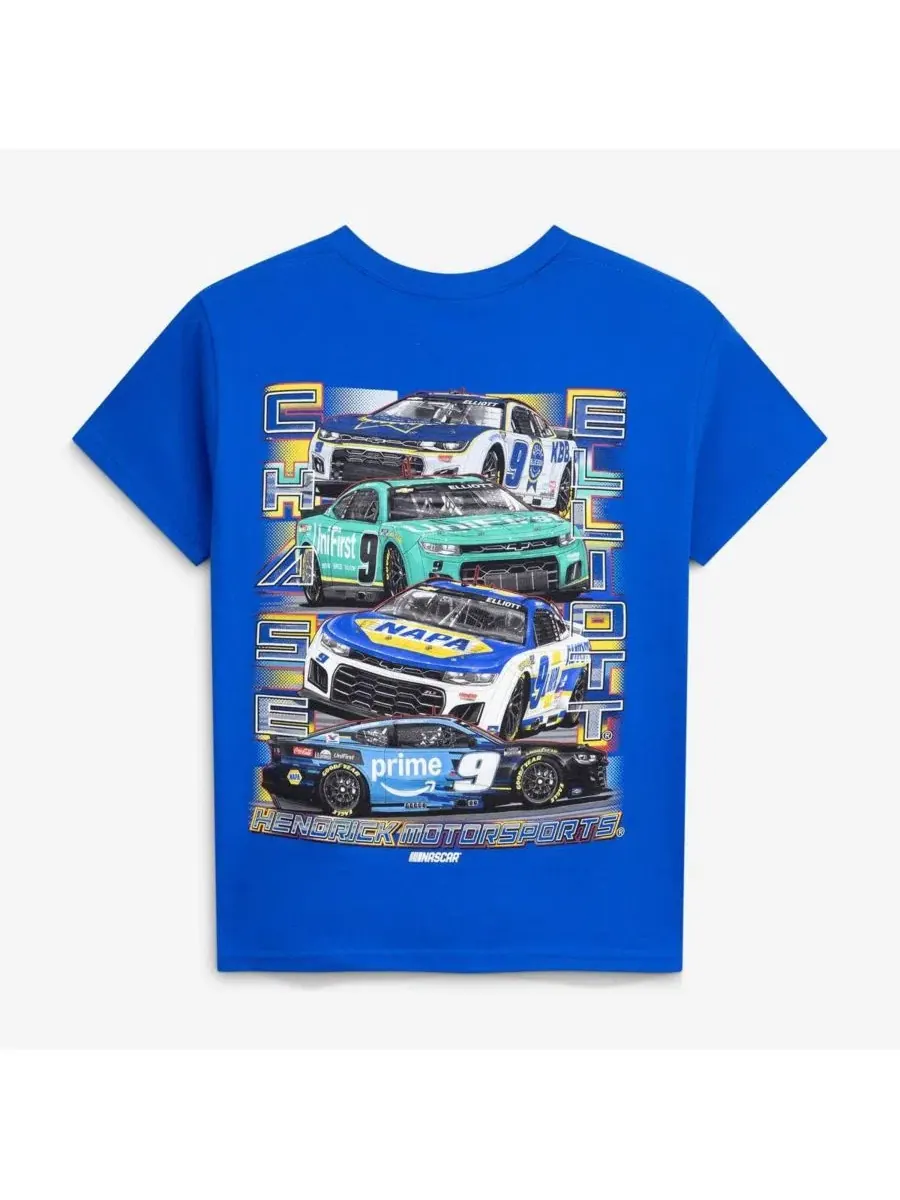 Футболка Big Boys and Girls Royal Chase Elliott 9 с логотипом нескольких спонсоров Classic Ink Usa — изображение 3 из 3