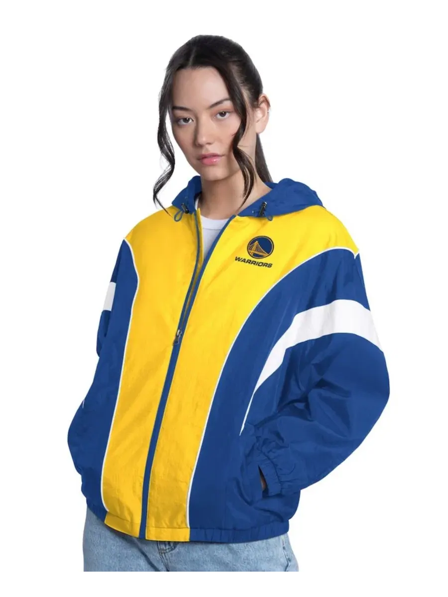 Легкая удлиненная куртка-бомбер с капюшоном Golden State Warriors Quarterback Lightweight Oversized