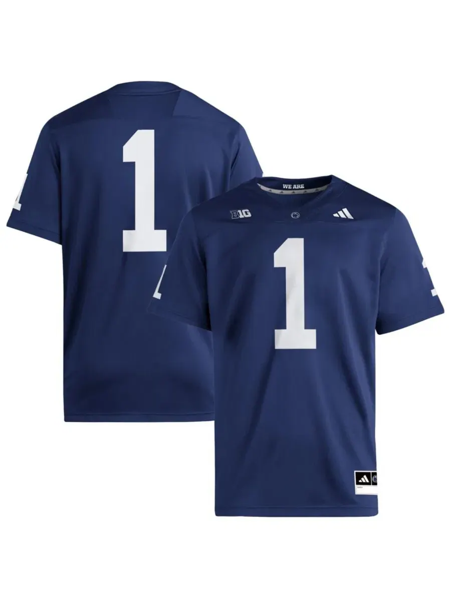 Мужская футболка-джерси с принтом #1 Navy Penn State Nittany Lions Home Premier Jersey adidas