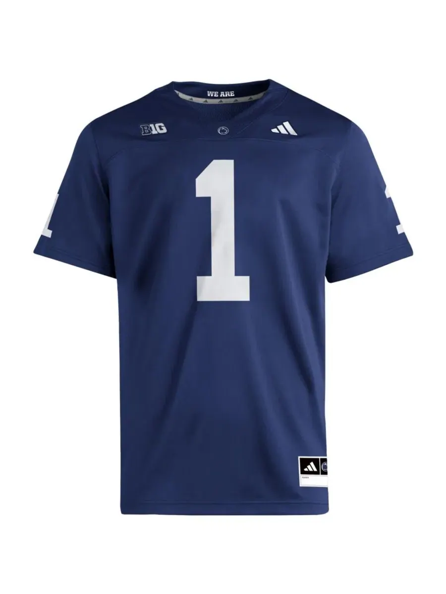 Мужская футболка-джерси с принтом #1 Navy Penn State Nittany Lions Home Premier Jersey adidas — изображение 2 из 3