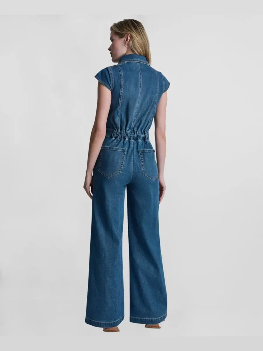 Джинсовый комбинезон с кап-рукавом и широкими штанинами DKNY Jeans, Albany — изображение 6 из 6