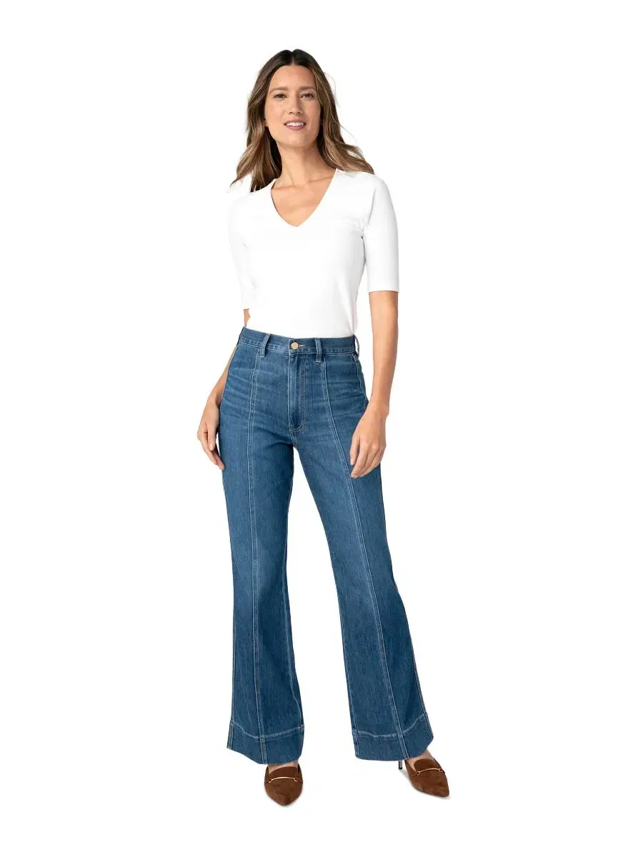 Джинсы-клеш с высокой посадкой и швами спереди Petite Relaxed High-Rise Seamed Bootcut Liverpool — изображение 2 из 3