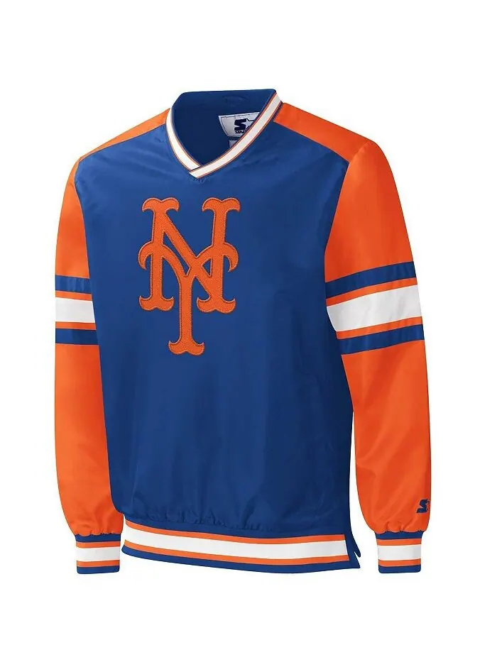 Мужской пуловер-ветровка с v-образным вырезом Royal New York Mets Yardline Starter — изображение 2 из 3, королевский