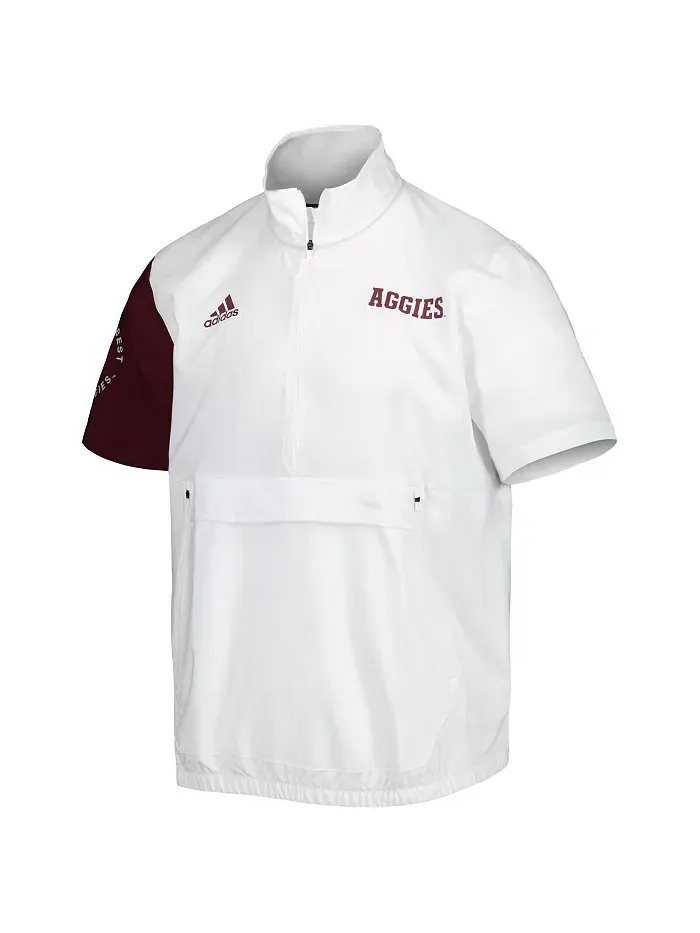 Мужская белая куртка Texas A&M Aggies M STM AEROREADY с молнией на четверть adidas — изображение 2 из 3