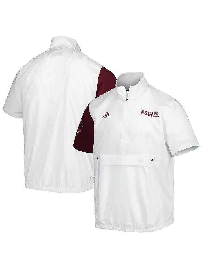 Мужская белая куртка Texas A&M Aggies M STM AEROREADY с молнией на четверть adidas
