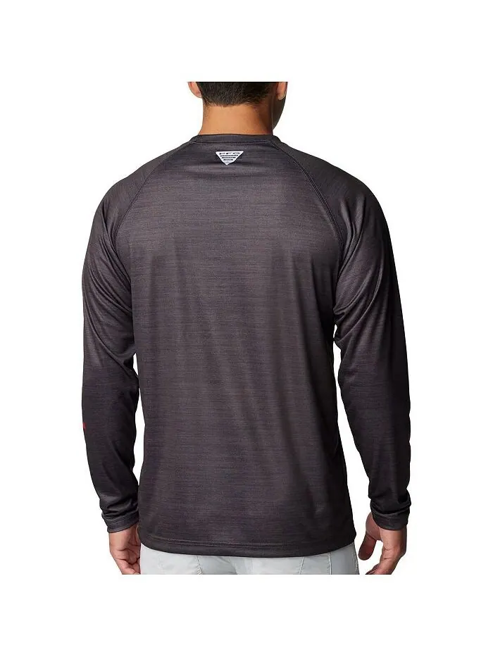 Мужская футболка Hether Charcoal Nebraska Huskers PFG Terminal Tackle Omni-Shade реглан с длинным — изображение 2 из 3