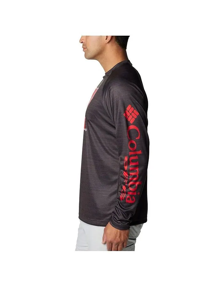 Мужская футболка Hether Charcoal Nebraska Huskers PFG Terminal Tackle Omni-Shade реглан с длинным — изображение 3 из 3