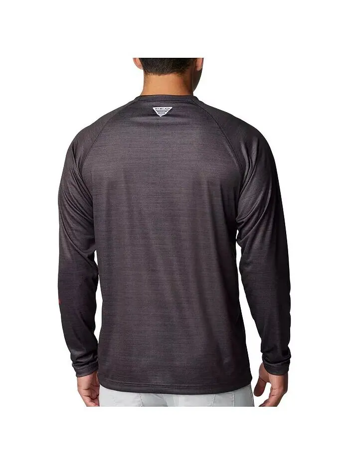Футболка мужская Heather Charcoal Nebraska Huskers PFG Terminal Tackle Omni-Shade Raglan с длинным — изображение 2 из 3