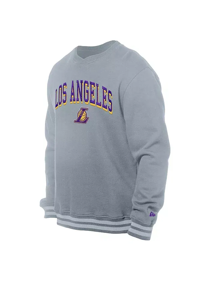 Мужской серый кроссовер худи Los Angeles Lakers с узором "шенилл" New Era — изображение 3 из 3