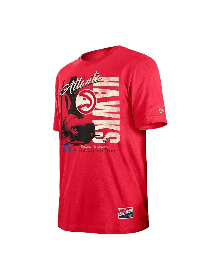 Мужская футболка Atlanta Hawks в винтажном цвете с эффектом поношенности New Era — изображение 2 из 3