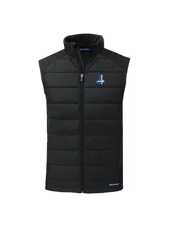 Мужской черный жилет Detroit Lions Throwback Evoke Hybrid Eco Softshell на молнии Cutter & Buck — изображение 3 из 3
