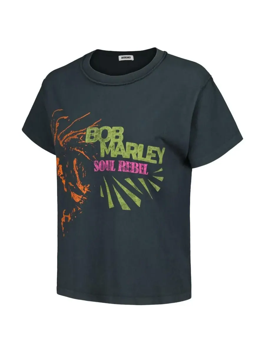Daydreamer Женская черная футболка с эффектом потертости Bob Marley Soul Rebel Reverse Girlfriend — изображение 3 из 3