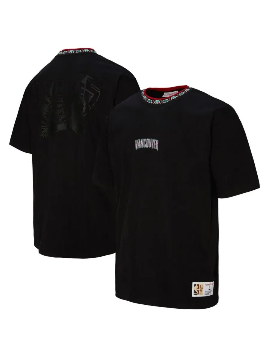 Mitchell & Ness Мужская и женская черная футболка Vancouver Grizzlies с логотипом плеймейкера