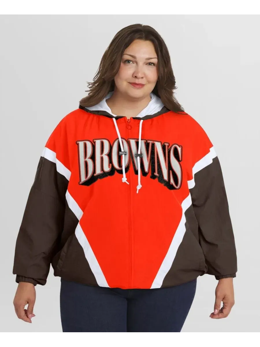 Ветровка-худи на молнии с капюшоном, женская, Plus Size, Retro Crinkle WEAR by Erin Andrews — изображение 4 из 5, оранжевый