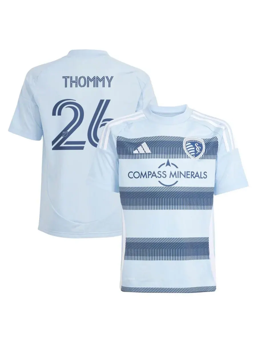 Adidas Детская футболка Эрика Томми, светло-голубая, Sporting Kansas City 2025 One KC Replica