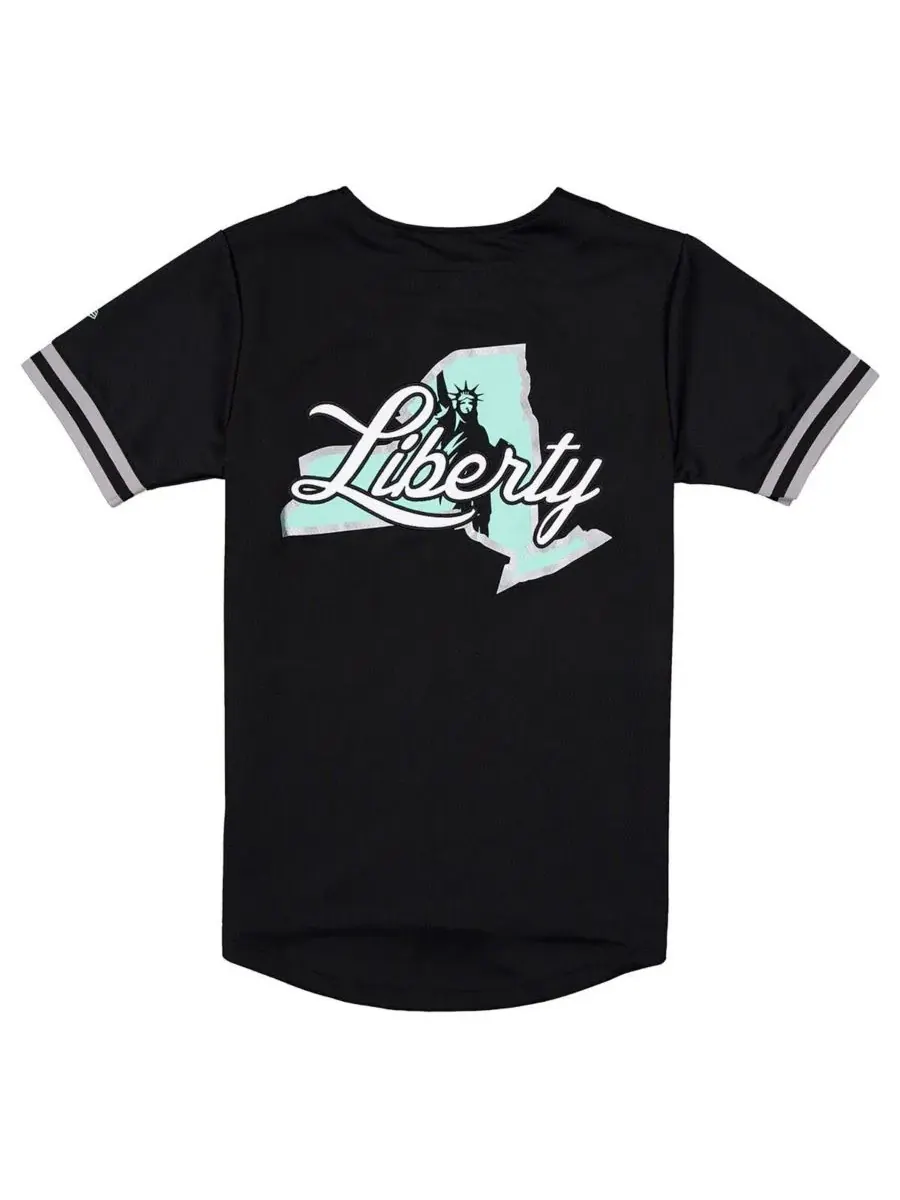 Бейсбольная джерси с воротником-стойкой New York Liberty 2026 WNBA Draft Hometown New Era — изображение 3 из 3, черный