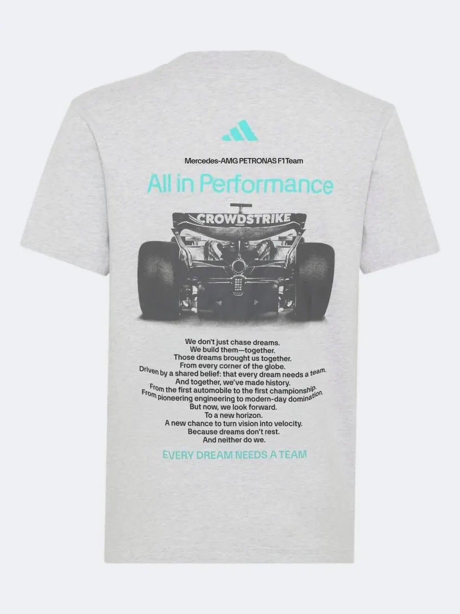 Футболка из хлопка с принтом Mercedes-AMG Petronas F1 Team Graphic T-Shirt adidas — изображение 2 из 6, серый