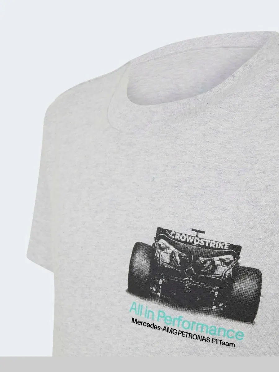 Футболка из хлопка с принтом Mercedes-AMG Petronas F1 Team Graphic T-Shirt adidas — изображение 3 из 6, серый
