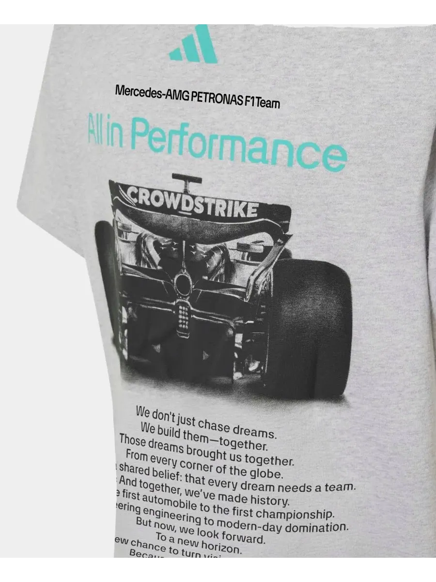 Футболка из хлопка с принтом Mercedes-AMG Petronas F1 Team Graphic T-Shirt adidas — изображение 5 из 6, серый
