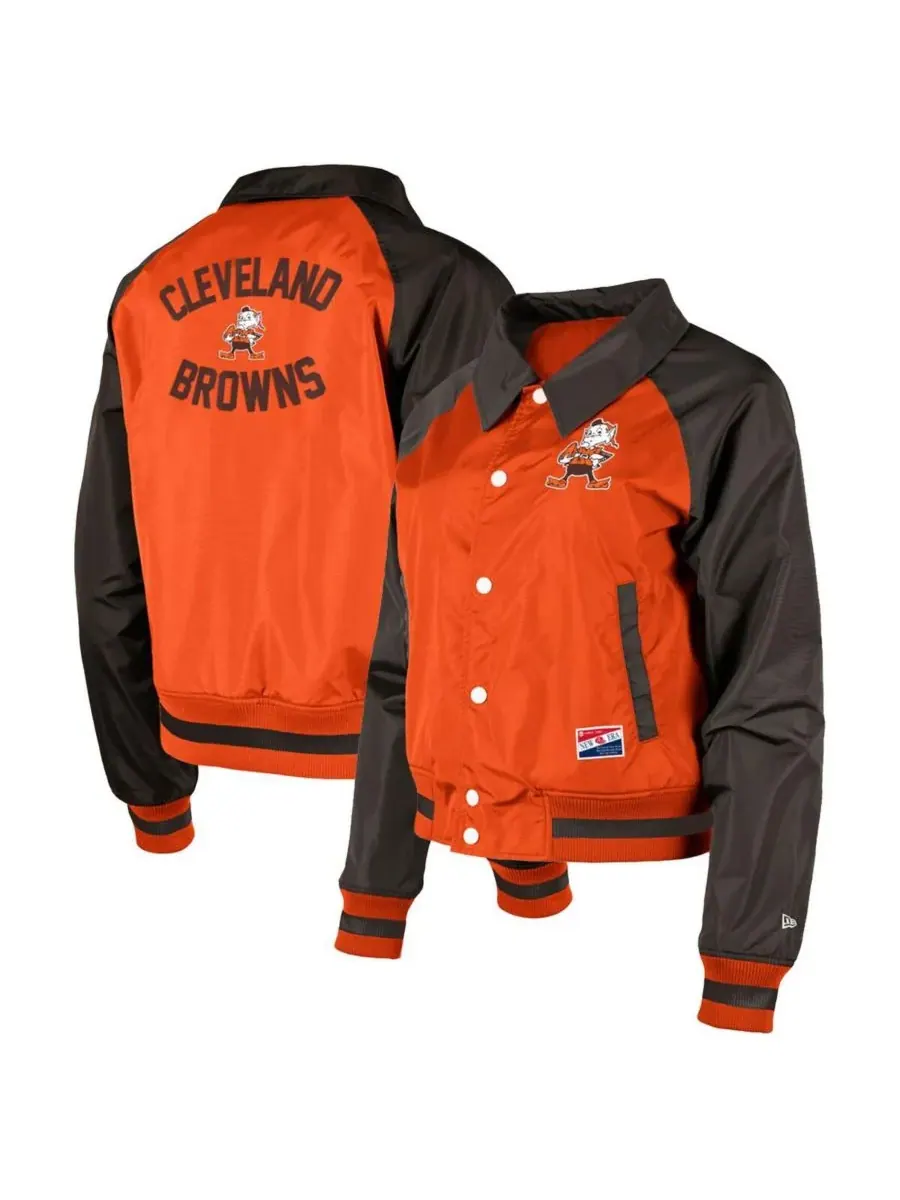 New Era Женская оранжевая тренерская куртка Cleveland Browns с рукавами реглан и застежкой на