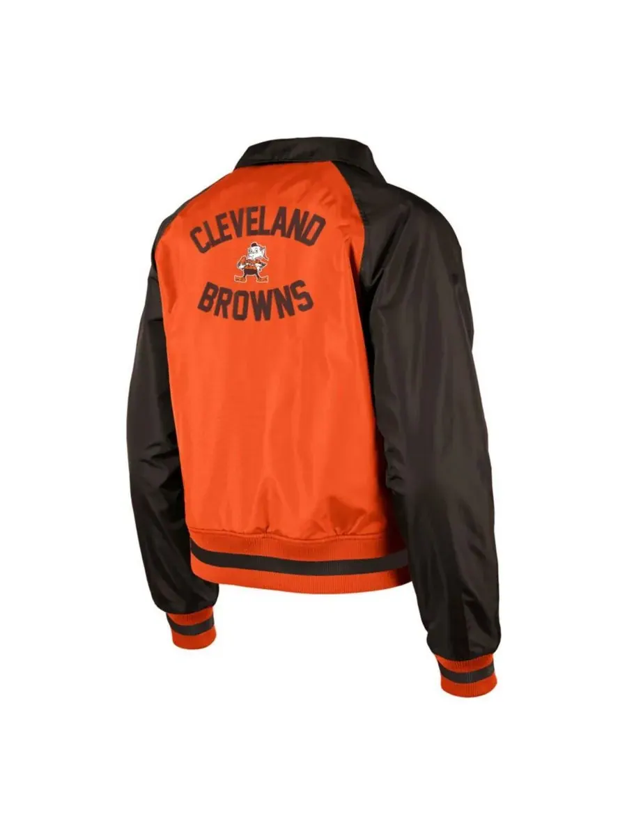 New Era Женская оранжевая тренерская куртка Cleveland Browns с рукавами реглан и застежкой на — изображение 2 из 3, оранжевый