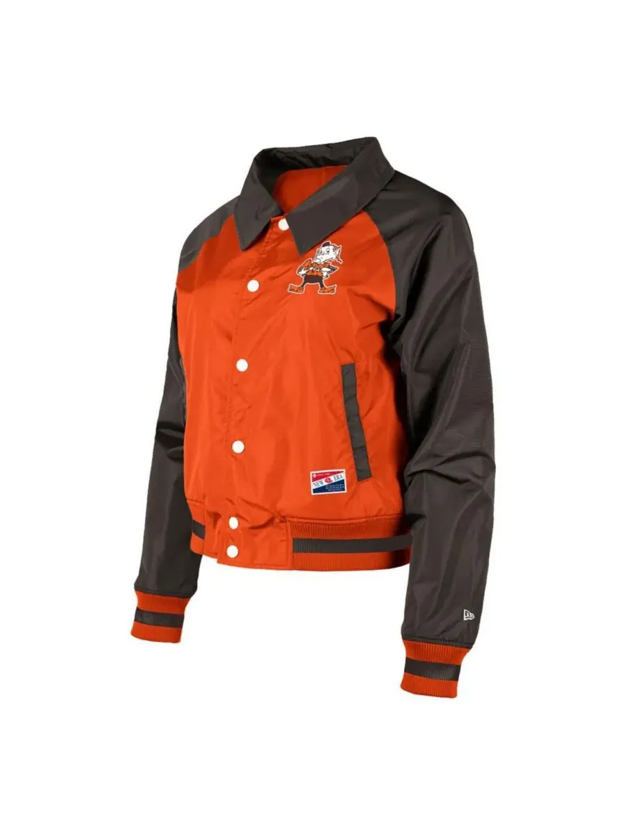 New Era Женская оранжевая тренерская куртка Cleveland Browns с рукавами реглан и застежкой на — изображение 3 из 3, оранжевый