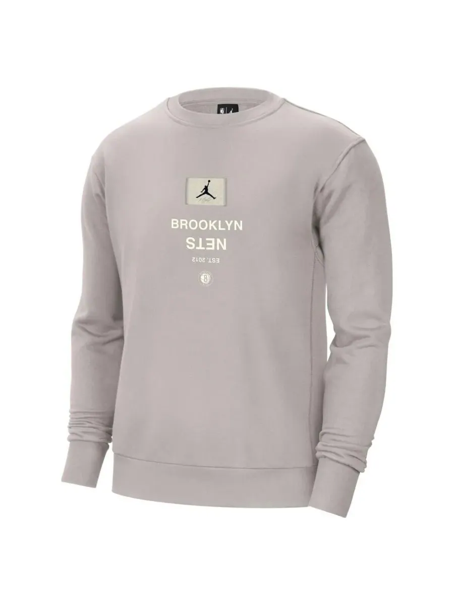 Мужская толстовка Stone Brooklyn Nets Courtside Statement Edition из плотной ткани Jordan — изображение 3 из 3, серый