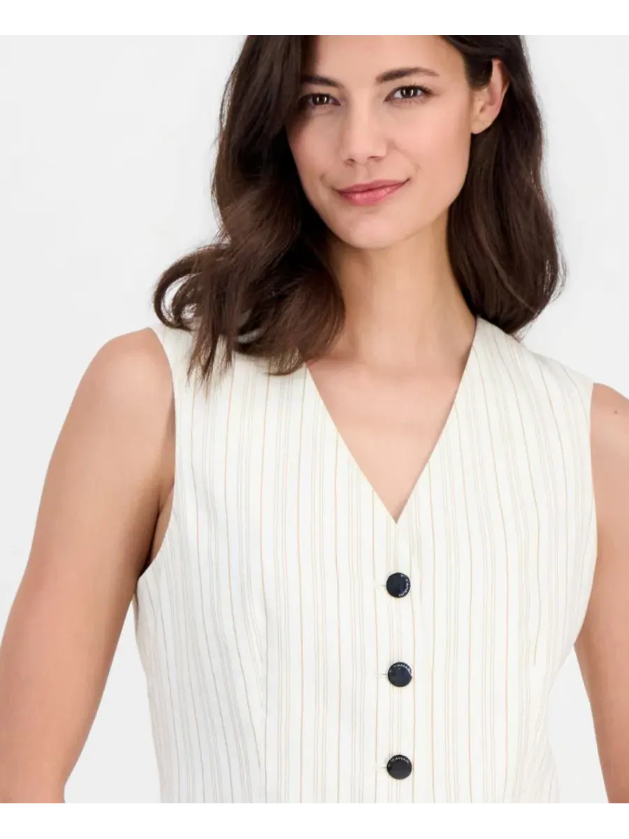Жилет без рукавов T Tahari, Natural Stripe — изображение 3 из 4