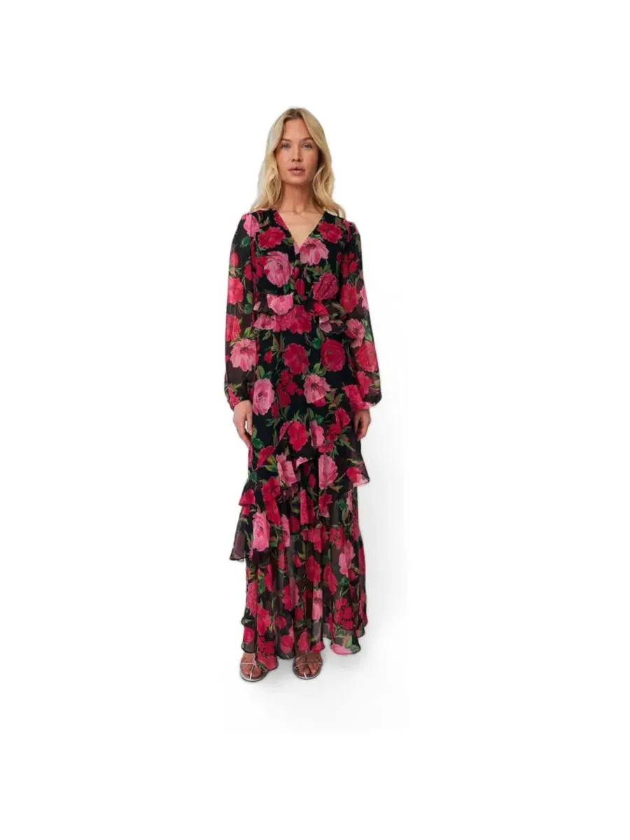 Платье макси с многоярусной оборкой Love Floral CRAS, Floral Romance — без цвета