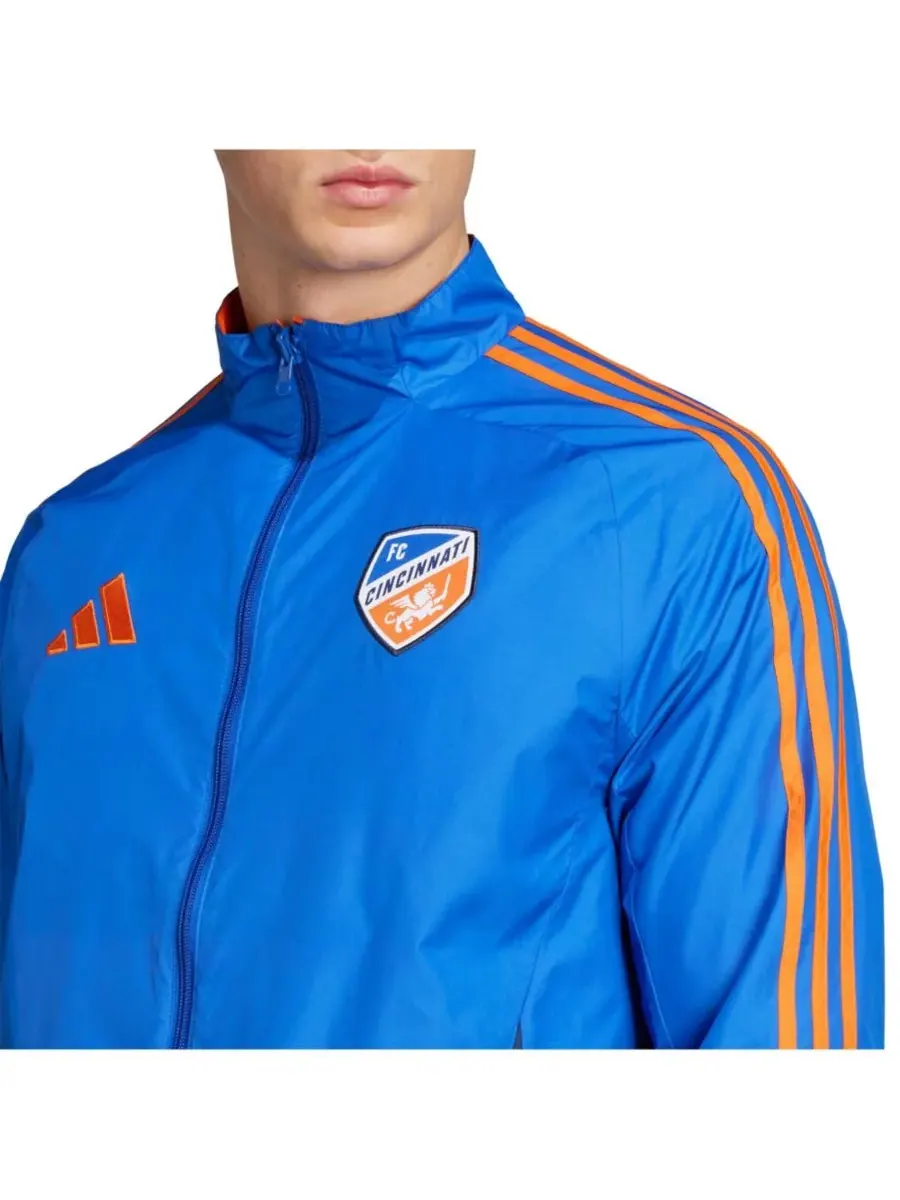 Adidas Мужская двусторонняя куртка на молнии сине-оранжевого цвета с символикой ФК Цинциннати 2025 — изображение 4 из 4