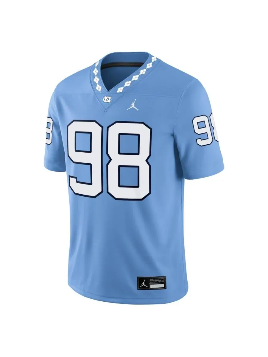 Jordan Мужская светло-голубая домашняя игровая майка команды North Carolina Tar Heels от Lawrence — изображение 2 из 3