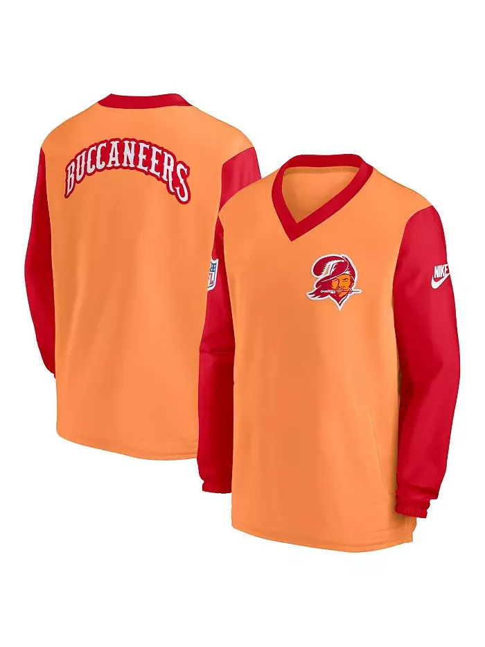 Мужская оранжевая ветровка Tampa Bay Buccaneers Throwback с V-образным вырезом Nike